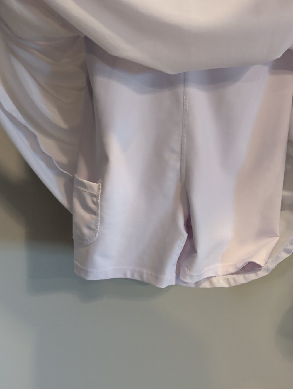 White Scoop Neck Mini Dress with Pleated Skirt - Picture 5 of 5